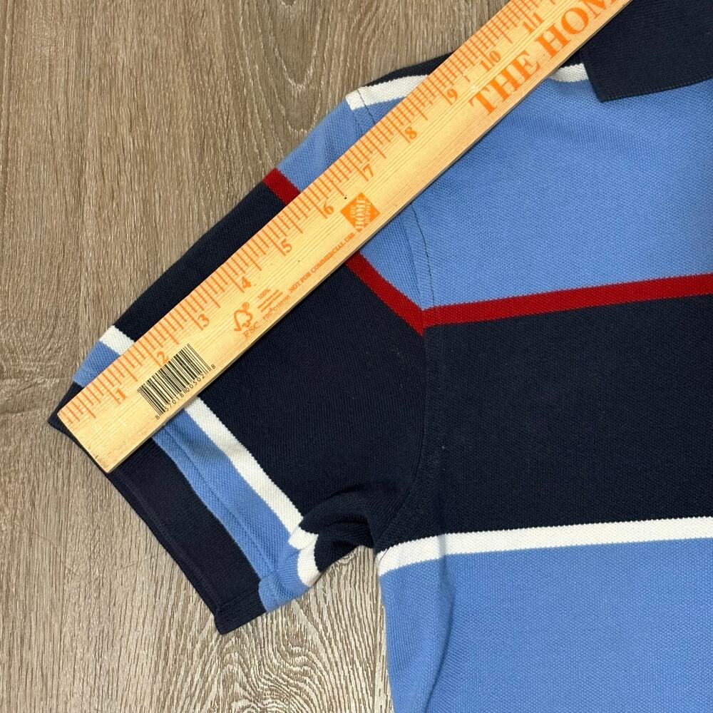 VTG 2005 Tommy Hilfiger Polo Shirt Mens Small Blue Navy Red Striped Y2K Cotton - Picture 5 of 9